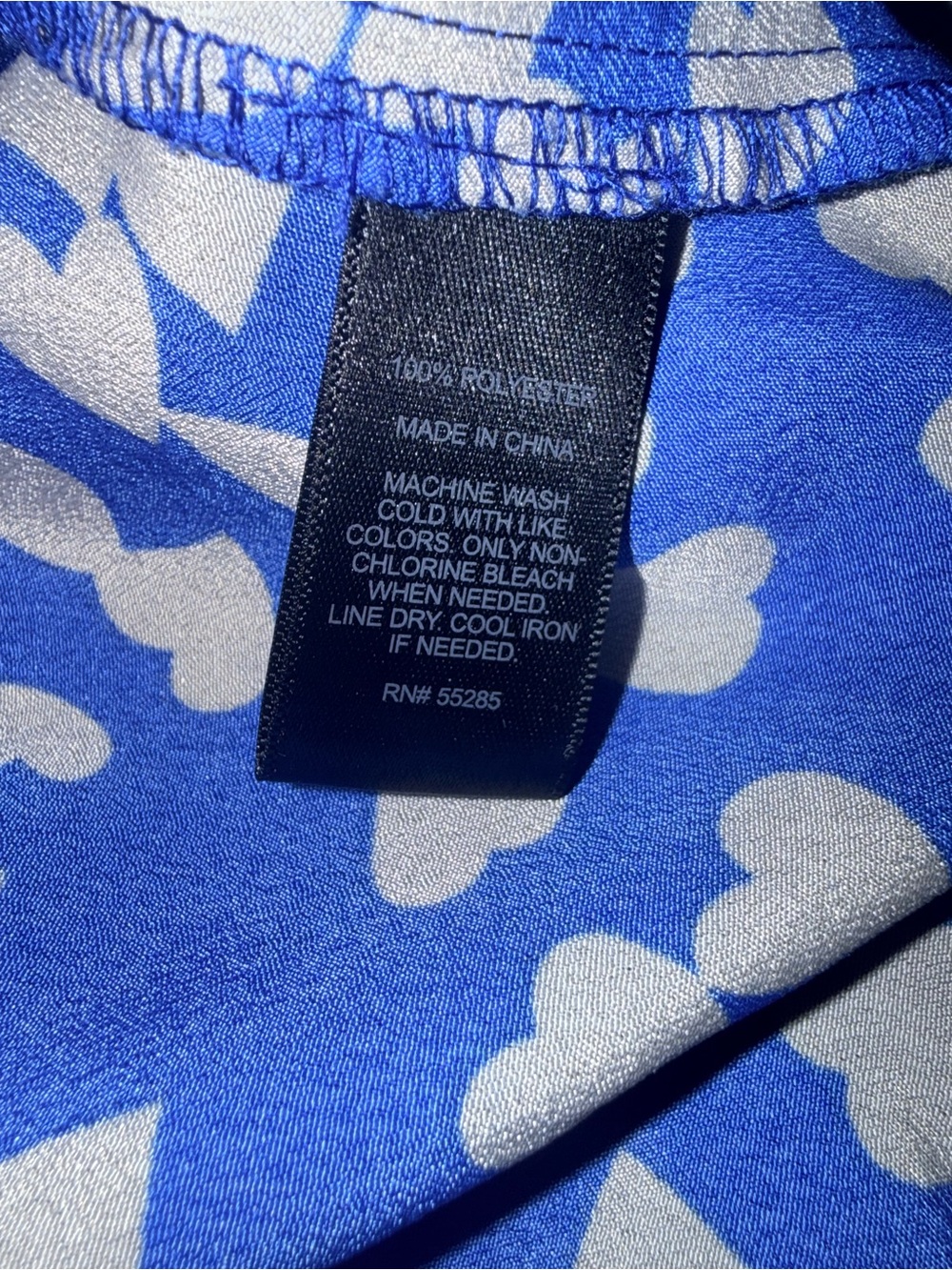 Express Royal Blue and White Printed Peasant Blouse - Picture 6 of 7